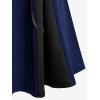 ROSE GAL Plus Size Gothic Lace Up Two Tone Godet Hem Midi A Line High Waisted Skirt(Deep Blue)