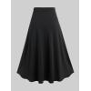 ROSE GAL Plus Size Gothic Lace Up Two Tone Godet Hem Midi A Line High Waisted Skirt(Green)