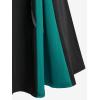 ROSE GAL Plus Size Gothic Lace Up Two Tone Godet Hem Midi A Line High Waisted Skirt(Green)