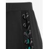 ROSE GAL Plus Size Gothic Lace Up Two Tone Godet Hem Midi A Line High Waisted Skirt(Green)
