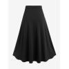 ROSE GAL Plus Size Gothic Lace Up Two Tone Godet Hem Midi A Line High Waisted Skirt(Green_2)