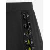 ROSE GAL Plus Size Gothic Lace Up Two Tone Godet Hem Midi A Line High Waisted Skirt(Green_2)