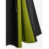 ROSE GAL Plus Size Gothic Lace Up Two Tone Godet Hem Midi A Line High Waisted Skirt(Green_2)