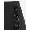 ROSE GAL Plus Size Gothic Lace Up Two Tone Godet Hem Midi A Line High Waisted Skirt(Purple)