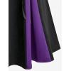 ROSE GAL Plus Size Gothic Lace Up Two Tone Godet Hem Midi A Line High Waisted Skirt(Purple)