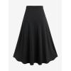ROSE GAL Plus Size Gothic Lace Up Two Tone Godet Hem Midi A Line High Waisted Skirt(White)