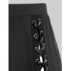 ROSE GAL Plus Size Gothic Lace Up Two Tone Godet Hem Midi A Line High Waisted Skirt(White)