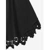 ROSE GAL Plus Size Lace Panel Butterfly Sleeve Blouse(Black_1)