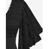 ROSE GAL Plus Size Lace Panel Butterfly Sleeve Blouse(Black_1)
