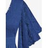 ROSE GAL Plus Size Lace Panel Butterfly Sleeve Blouse(Blue_1)
