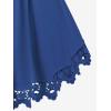 ROSE GAL Plus Size Lace Panel Butterfly Sleeve Blouse(Blue_1)