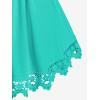 ROSE GAL Plus Size Lace Panel Butterfly Sleeve Blouse(Blue_2)