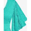 ROSE GAL Plus Size Lace Panel Butterfly Sleeve Blouse(Blue_2)