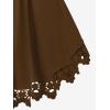 ROSE GAL Plus Size Lace Panel Butterfly Sleeve Blouse(Coffee_2)