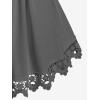 ROSE GAL Plus Size Lace Panel Butterfly Sleeve Blouse(Gray_1)