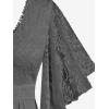 ROSE GAL Plus Size Lace Panel Butterfly Sleeve Blouse(Gray_1)