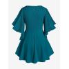 ROSE GAL Plus Size Lace Panel Butterfly Sleeve Blouse(Green_1)