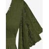 ROSE GAL Plus Size Lace Panel Butterfly Sleeve Blouse(Green_2)