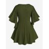 ROSE GAL Plus Size Lace Panel Butterfly Sleeve Blouse(Green_2)