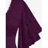 ROSE GAL Plus Size Lace Panel Butterfly Sleeve Blouse(Purple_1)