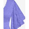 ROSE GAL Plus Size Lace Panel Butterfly Sleeve Blouse(Purple_2)