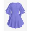 ROSE GAL Plus Size Lace Panel Butterfly Sleeve Blouse(Purple_2)