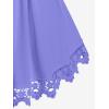 ROSE GAL Plus Size Lace Panel Butterfly Sleeve Blouse(Purple_2)