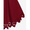 ROSE GAL Plus Size Lace Panel Butterfly Sleeve Blouse(Red_1)