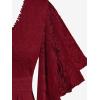 ROSE GAL Plus Size Lace Panel Butterfly Sleeve Blouse(Red_1)