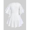 ROSE GAL Plus Size Lace Panel Butterfly Sleeve Blouse(White)