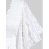 ROSE GAL Plus Size Lace Panel Butterfly Sleeve Blouse(White)