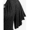 ROSE GAL Plus Size Lettuce Ruched Chain Embellished Plunging Blouson Tee(Black)