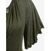 ROSE GAL Plus Size Lettuce Ruched Chain Embellished Plunging Blouson Tee(Green)