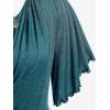 ROSE GAL Plus Size Lettuce Ruched Chain Embellished Plunging Blouson Tee(Green_2)