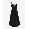 ROSE GAL Plus Size Party Dress for Women Lace Ruffles Cirsscross Cocktail Bridesmaid Wedding Guest Maxi Cami Formal Dress(Black_1)