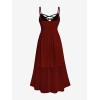 ROSE GAL Plus Size Party Dress for Women Lace Ruffles Cirsscross Cocktail Bridesmaid Wedding Guest Maxi Cami Formal Dress(Red_1)