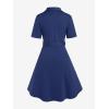 ROSE GAL Plus Size Polka Dots 1950s Vintage Dress for Women Rockabilly Retro Pinup Dress(Blue_1)