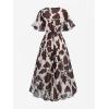 ROSE GAL Plus Size Womems Boho Summer Belt Surplice Maxi Dress Casual Floral V Neck Short Sleeves Dress(Khaki_1)