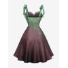 ROSE GAL Plus Size Women Cocktail Corset Dress Self-tie Straps Low Cut Ruffle Bustier Ombre Sundress(Green)