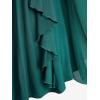 ROSE GAL Plus Size Women Elagant Fall T-Shirt Cold Shoulder Ruffle Long Bell Sleeve Swing Top(Green)