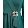 ROSE GAL Plus Size Women Elagant Fall T-Shirt Cold Shoulder Ruffle Long Bell Sleeve Swing Top(Green)