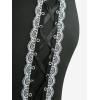 ROSE GAL Plus Size Women Elastic High Waisted Flare Pants Lace-up Lace Hem Bell Bottom Pants(Black)