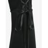 ROSE GAL Plus Size Women Elastic High Waisted Flare Pants Lace-up Scalloped Hem Bell Bottom Pants(Black)