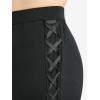 ROSE GAL Plus Size Women Elastic High Waisted Flare Pants Lace-up Scalloped Hem Bell Bottom Pants(Black)