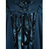 ROSE GAL Plus Size Women Flocking Floral Mesh Panel Lace-up Textured Flowy Tank Top(Peacock Blue)