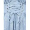 ROSE GAL Plus Size Women Flower Jacquard Lace-up Ruched Sleeveless Blouse Flowy Handkerchief Hem Tank Top(Light Blue)