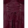 ROSE GAL Plus Size Women Flower Jacquard Lace-up Ruched Sleeveless Blouse Flowy Handkerchief Hem Tank Top(Red)