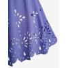 ROSE GAL Plus Size Women Flutter Sleeve Flowy Tops Laser Cutout Twist Front Textured Crinkly Short Sleeve Summer T-Shirt(Blue)