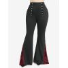 ROSE GAL Plus Size Women Gothic Trousers High Waisted Flare Pants Flocking Floral Mesh Bell Bottom Pants with Pockets(Black)