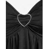 ROSE GAL Plus Size Women Heart Ring Buckled Casual Summer Flowy Lace Handkerchief Hem Tank Top(Black_1)